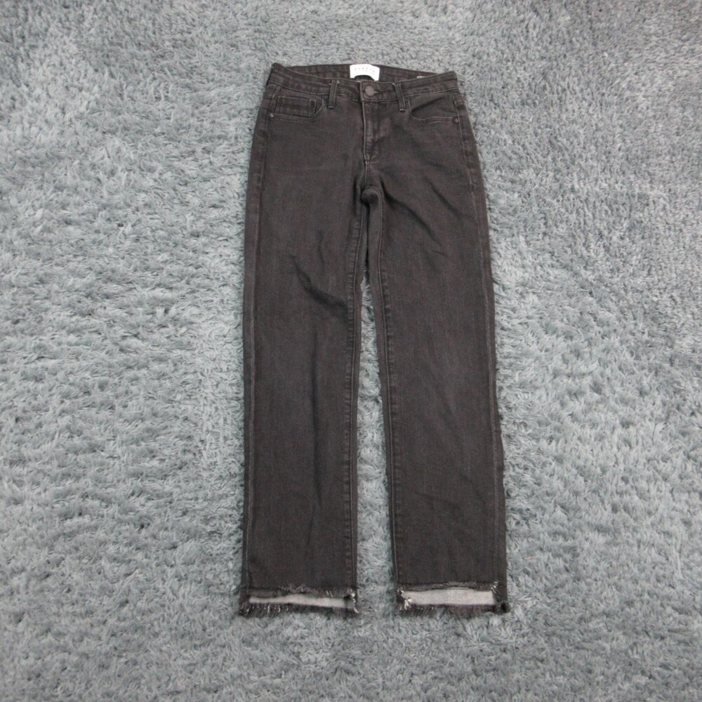 Parker Smith Jeans Womens 00 Black Straight Charcoal Wash Fringe 25x26*